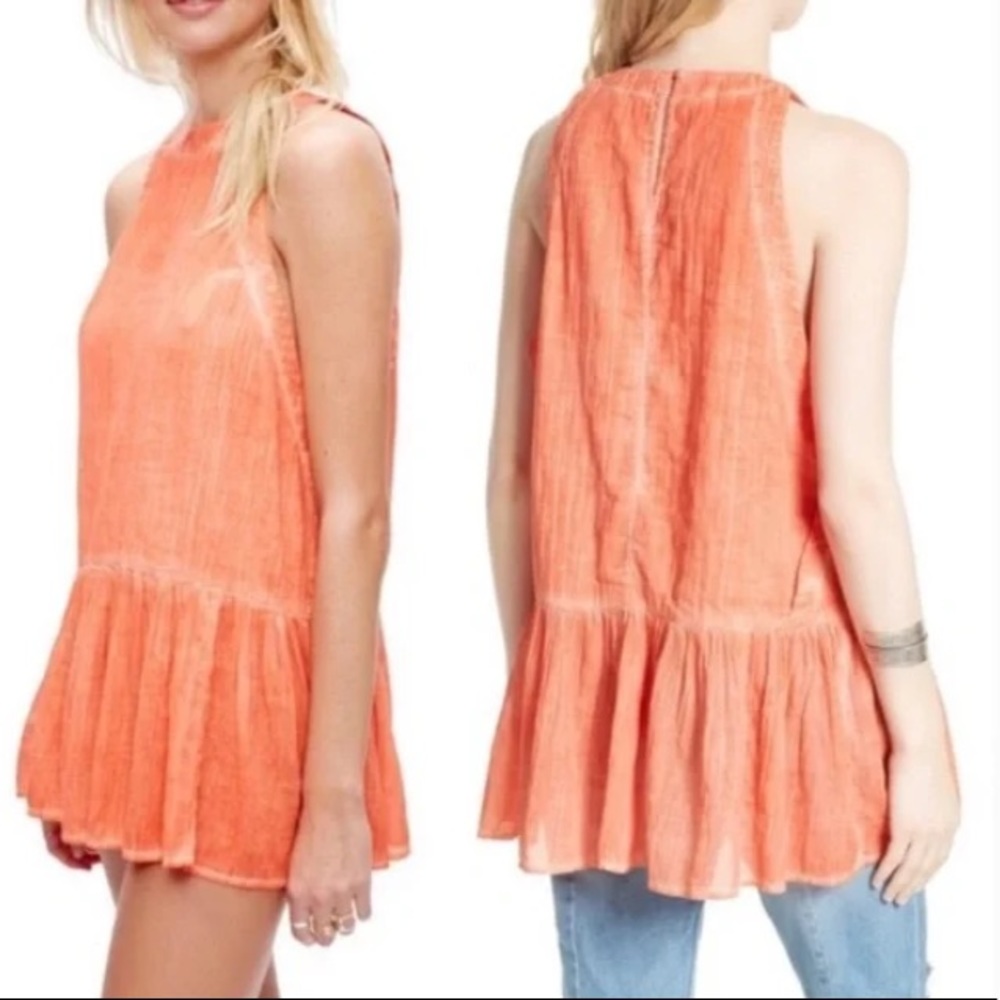 Free People Breathless Moment tunic top coral pink size xs